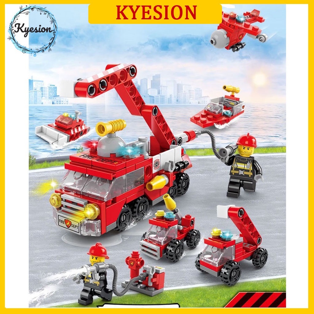 ĐỒ CHƠI THÔNG MINH LEGO XE CỨU HỎA KEYSION LÀM BẰNG NHỰA ABS PP AN TOÀN CHO TRẺ, GIÚP BÉ PHÁT TRIỂN TRÍ TUỆ