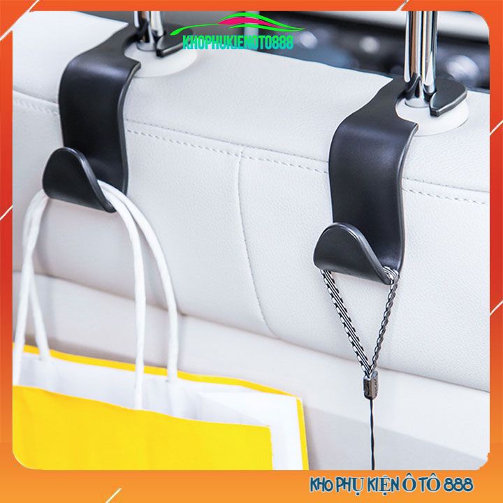 Bộ 2 móc treo đồ sau ghế ô tô màu đen chịu tải 10kg 1 móc