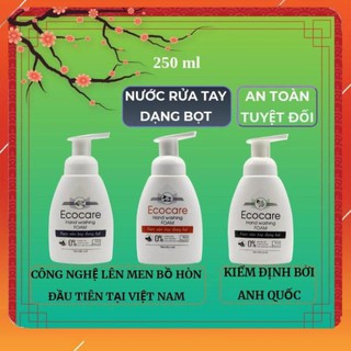 Nước rửa tay tạo bọt Hữu cơ 250ml, diệt khuẩn tinh dầu tự nhiên Ecocare [Tặng vỏ tạo bọt] .