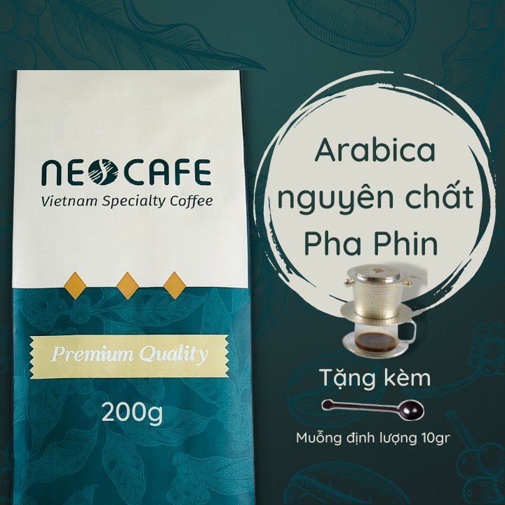 Cà phê Arabica NEOCAFE dòng cafe rang xay nguyên chất 100% cà phê ngon loại cà phê phin gói 200 g nguồn hạt cafe Cầu Đất