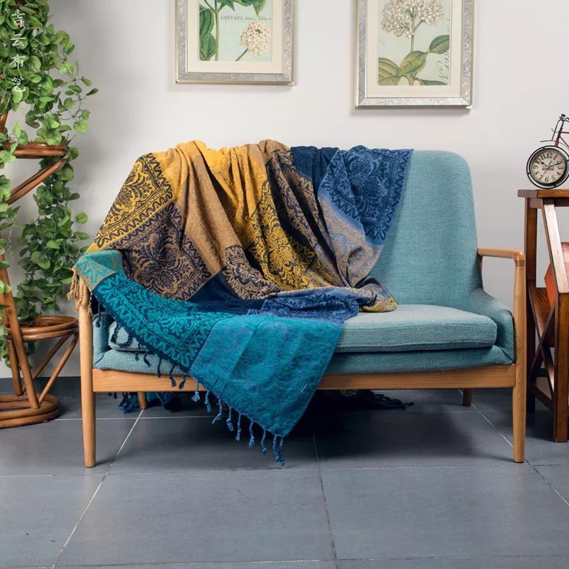 Thảm cotton phủ ghế sofa ID19 siêu mềm mịn phong cách vintage