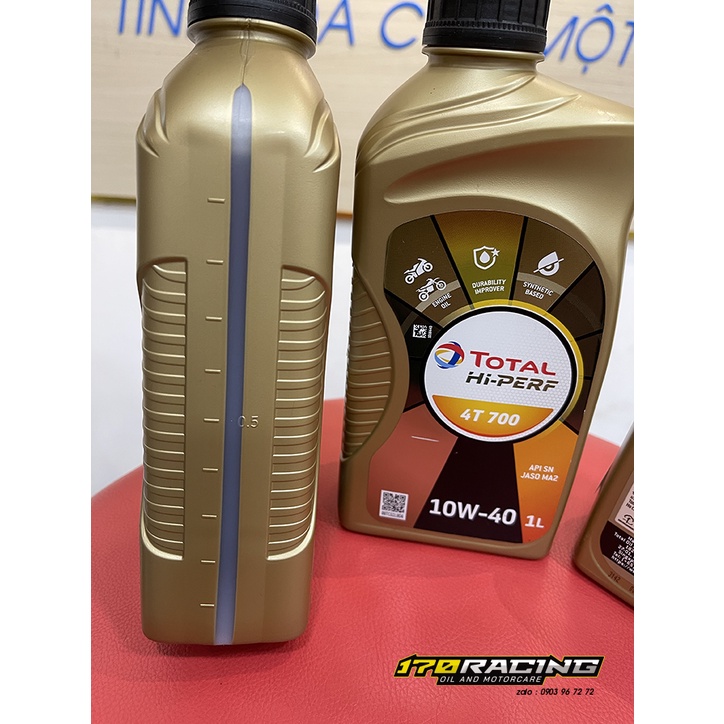 (HCM) Nhớt Xe Máy - cho xe số - TOTAL HI-PERF 4T 700 SAE 10W40 Dung Tích 800 ML - 1000 ML
