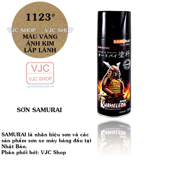 Chai sơn xịt sơn xe máy cao cấp SAMURAI màu vàng ánh kim lấp lánh mã 1123* dung tích 400 ml