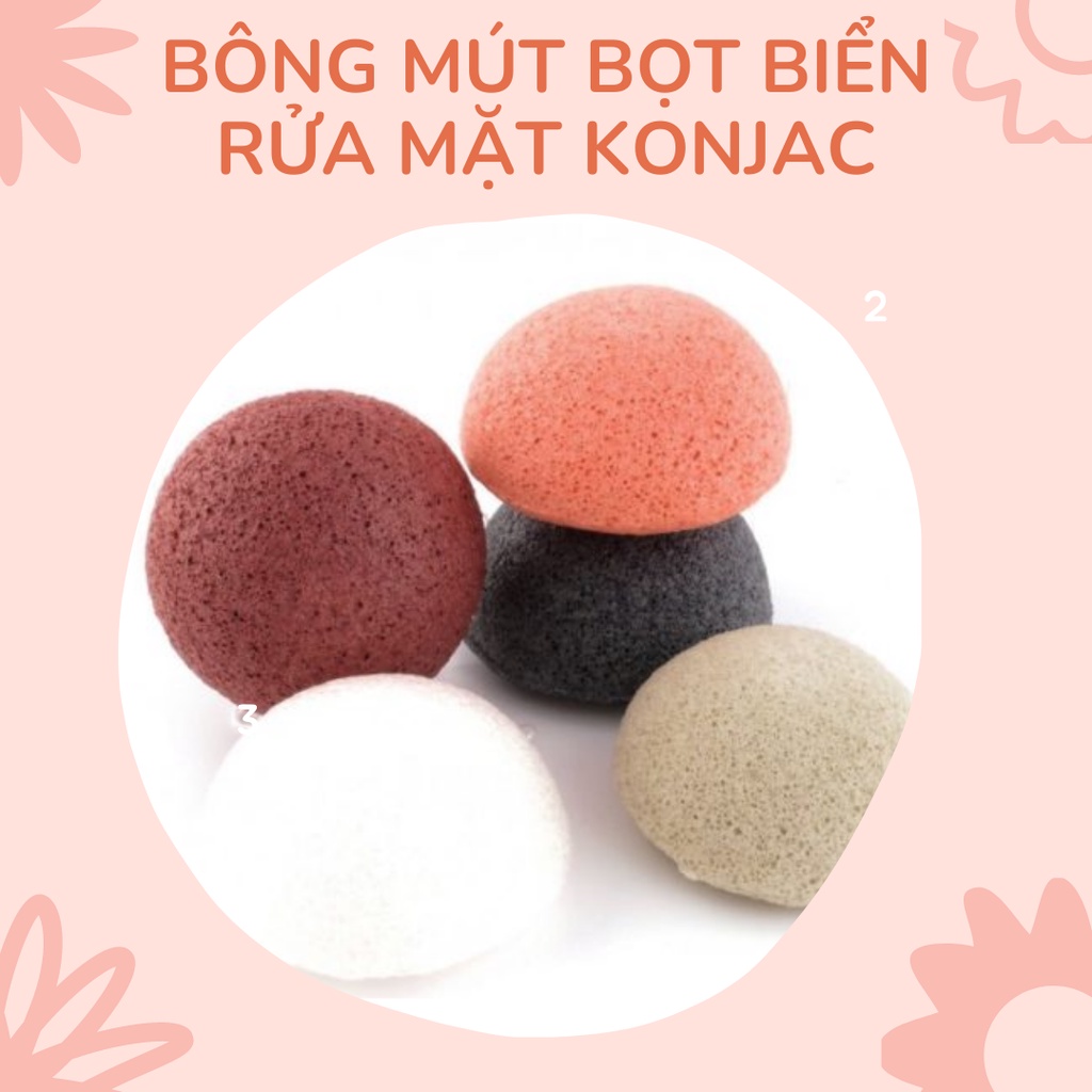 Bông mút nở rửa mặt bọt biển tẩy tế bào chết, làm sạch sâu chân lông Konjac