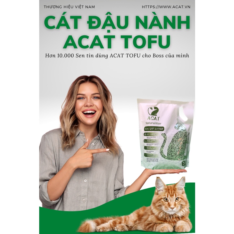 Combo 2 túi cát đậu nành ACAT TOFU 6L cho mèo đi vệ sinh