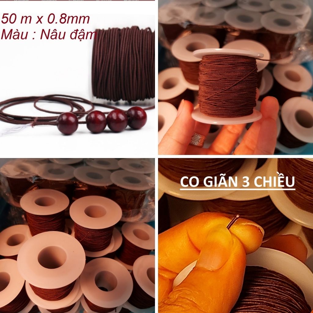 Dây thun xâu chuỗi vòng 50m x0.8mm co giãn dây làm vòng tay dây xâu vòng JSP.