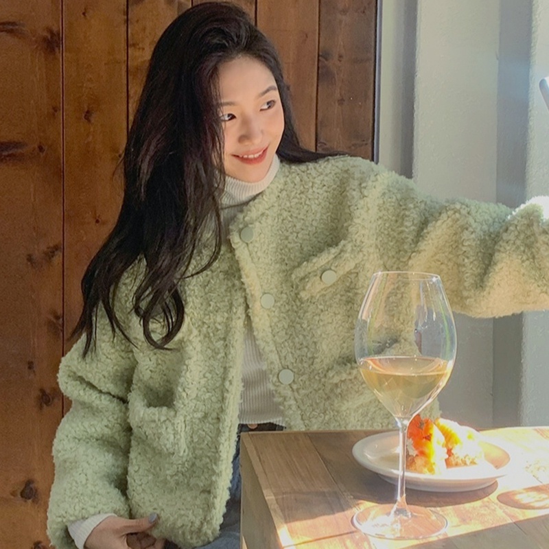 Áo Khoác Lông Cừu Ulzzang Chất Dày Dặn Siêu Ấm Áp Cho Nữ