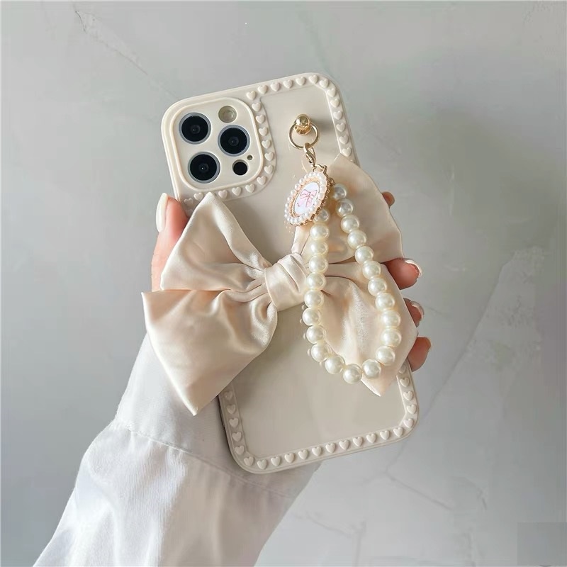 Ốp điện thoại đính nơ hồng cho IPHONE 13 PRO MAX 7PLUS 8 8 PLUS XR X / XS XSMAX 11 11PRO 11 PROMAX 12 12 PRO 12PRO MAX