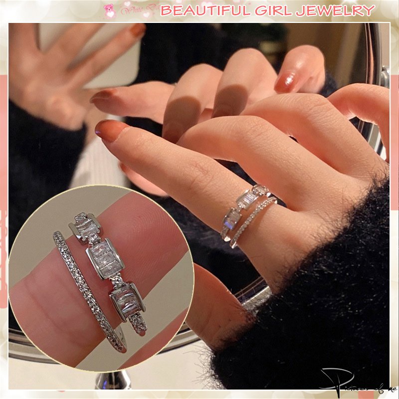 Nhẫn Hai Lớp Đính Đá Zircon Thời Trang Dành Cho Nữ