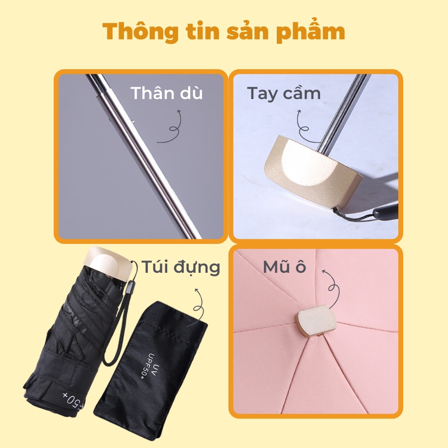 Ô DÙ GẤP GỌN PHỦ LỚP CHỐNG NẮNG TIA UV, DÙ CHE NẮNG, CHE MƯA CHỐNG THẤM CAO CẤP