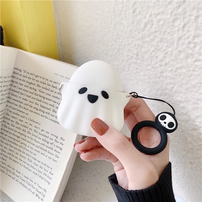 ⚡Tặng kèm móc tay⚡ Case bao airpod silicon 1 2 3 Pro Con Ma - Vỏ bọc đựng tai nghe không dây...Airpods Ghost