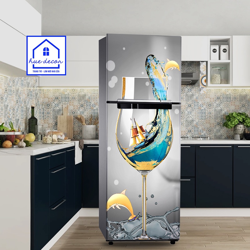 Decal dán tủ lạnh ly rượu chống nước siêu bền
