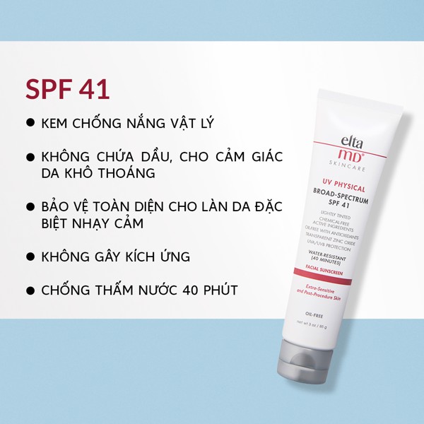 Kem chống nắng khô thoáng có màu cho da nhạy cảm EltaMD UV Physical Broad-Spectrum SPF 41