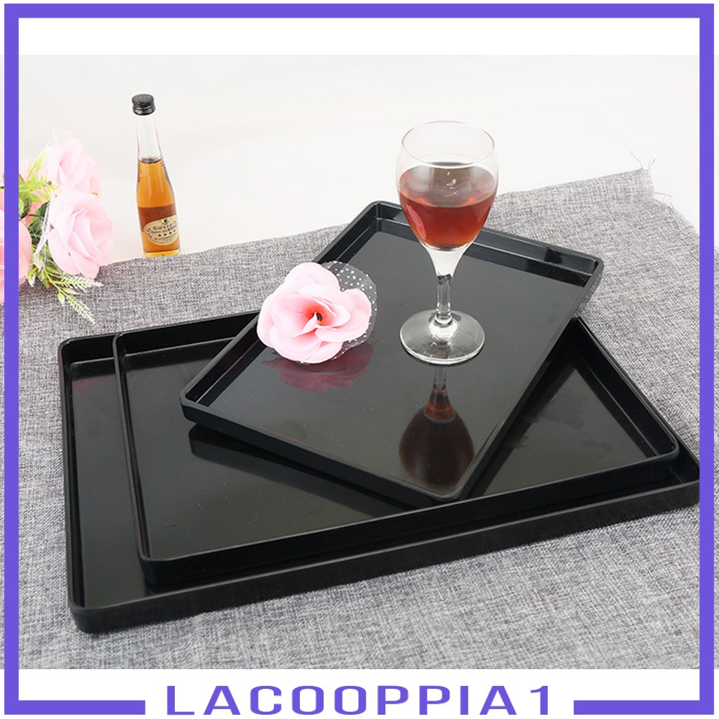 [LACOOPPIA1] Serving Fruit Bread Plate Wooden Breakfast Dishes Tea Bed Tray Black Platter