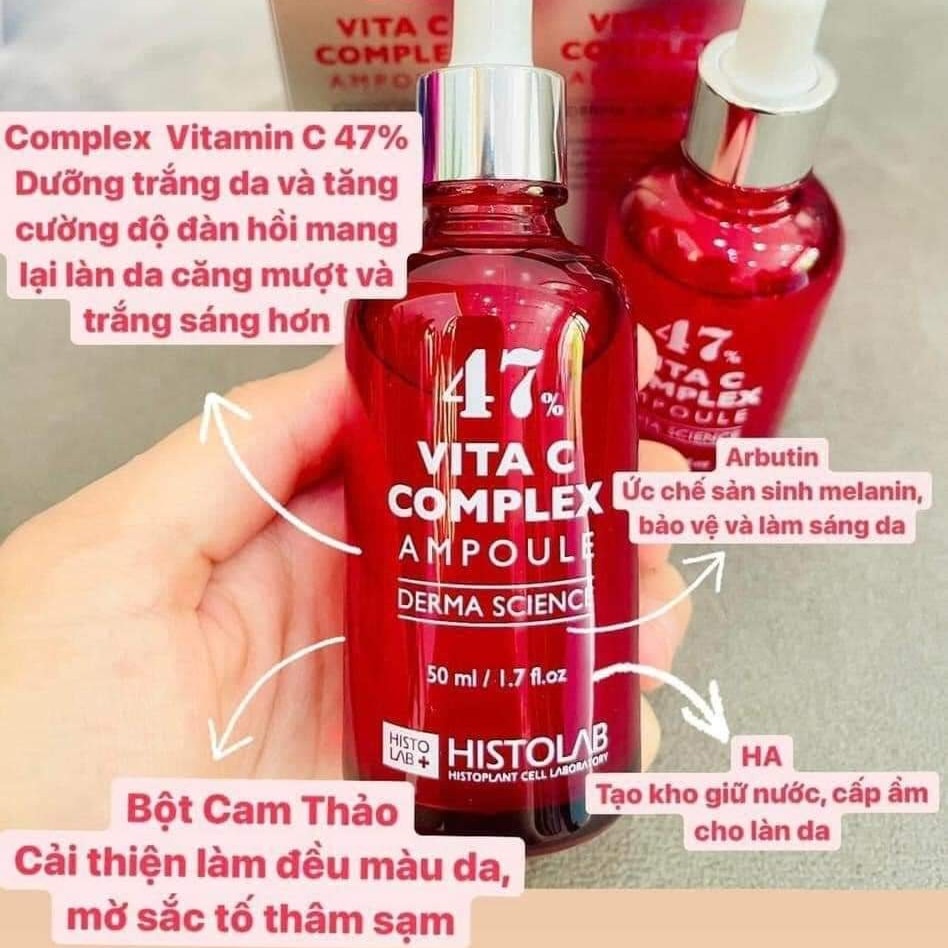 Serum Dưỡng Trắng Sáng Da Histolab Vita C Complex Ampoule 47% Chống lão hóa, không cồn 50ml