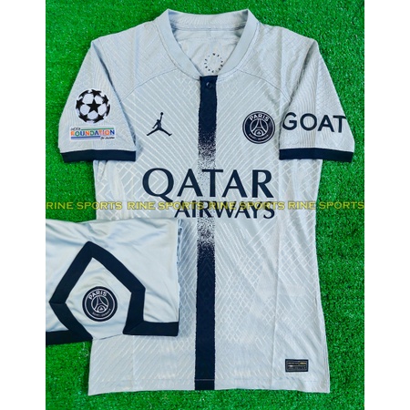 Bộ Áo bóng đá PSG sân khách xám Super Bodyfix Thailand mùa giải 2022-2023 Giống thi đấu 100%