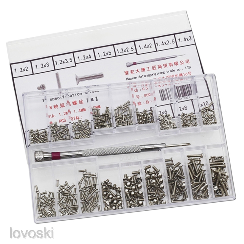 Bộ 500 Ốc Vít 18 Loại 1.2-2.0mm Thay Thế Cho Đồng Hồ Đeo Tay