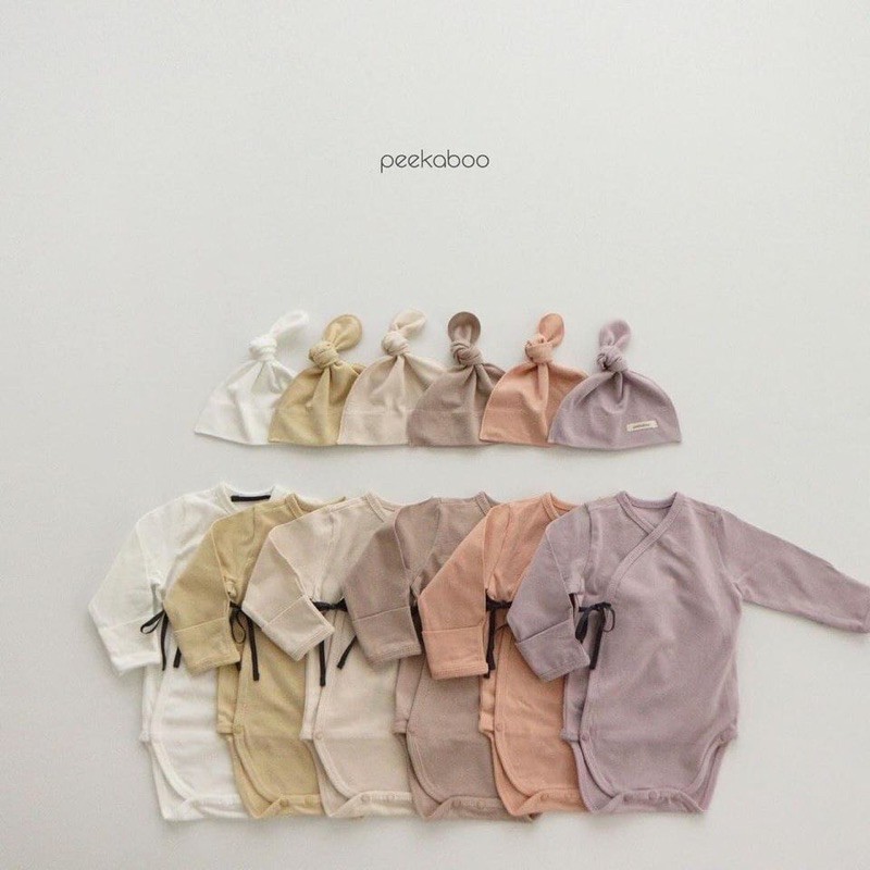 Set sơ sinh kèm nón Modal #peekaboo cho bé trai/bé gái từ 0-3m