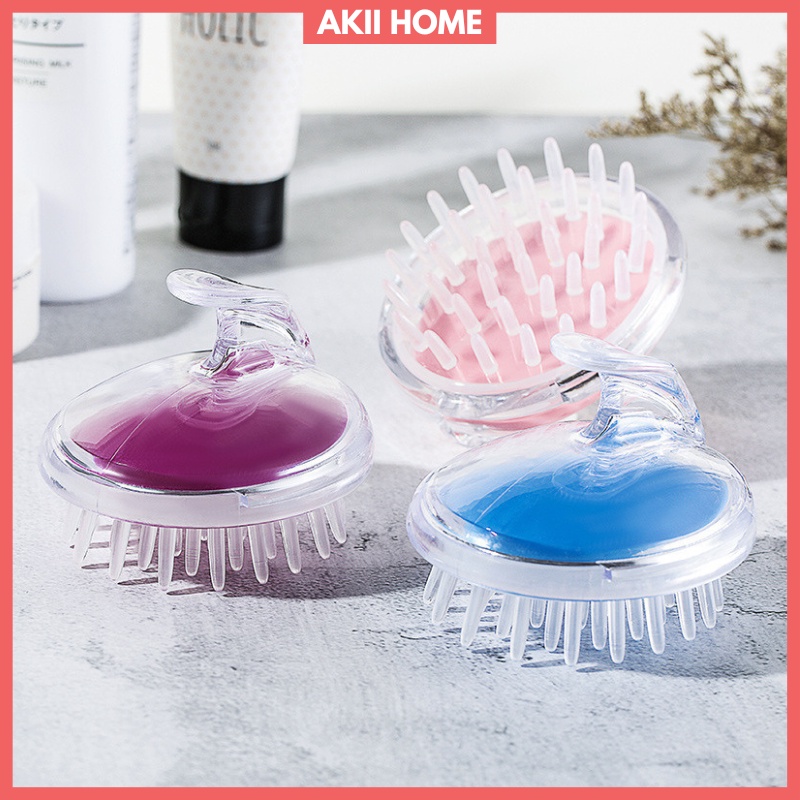 Bàn chải massage da đầu silicon, dễ dàng tạo bọt, kích thích, làm sạch da đầu Akii Home NT06