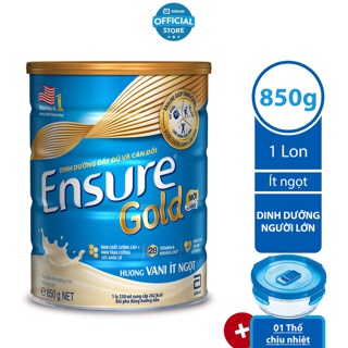 [Nhập GRO1AB521 giảm 4%] [Tặng 01 Thố chịu nhiệt] Sữa bột Ensure Gold Ít ngọt (HMB) 850g