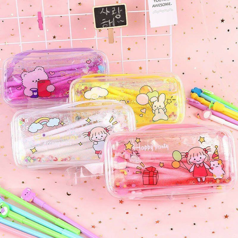 Bóp viết nước trong suốt nhũ kim tuyến