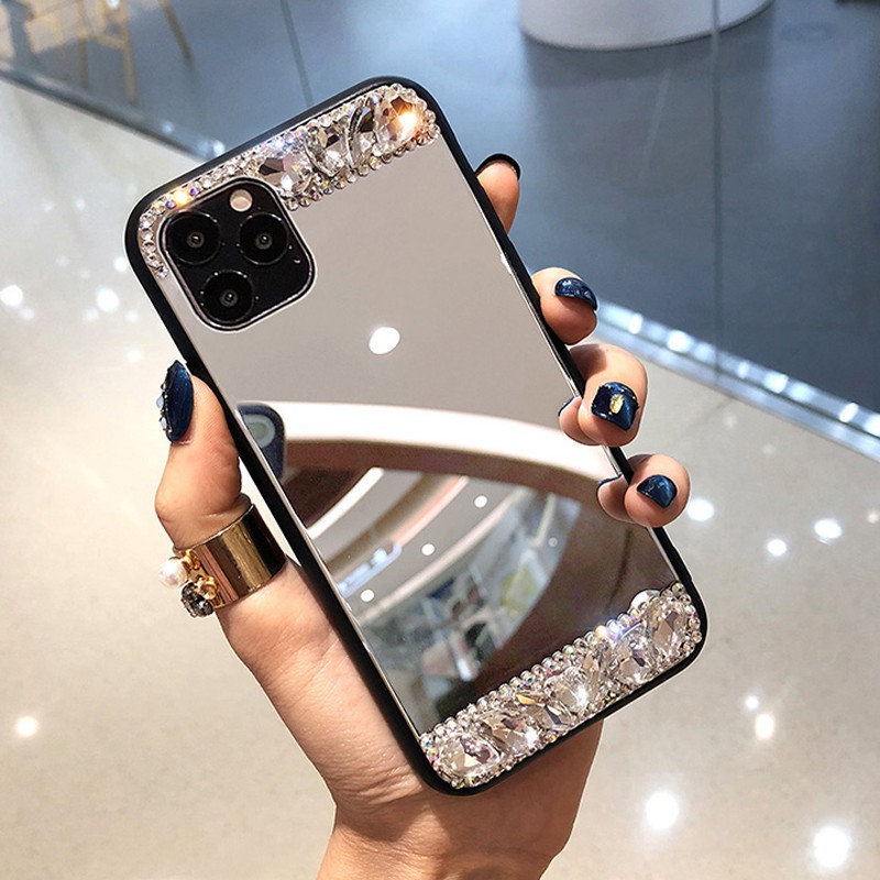 Ốp Điện Thoại Mặt Gương Trang Điểm Đính Đá Cho iphone 14 13 12 iphone 11 pro max x xr xs max 7 8 plus
