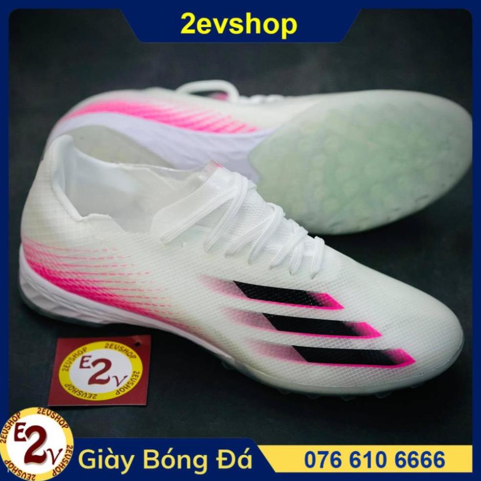 Giày Đá Bóng 𝗧𝗙 𝗔𝗱𝗶𝗱𝗮𝘀 𝗫 𝗚𝗛𝗼𝘀𝘁𝗲𝗱.𝟭 Trắng Hồng Đã Khâu * '