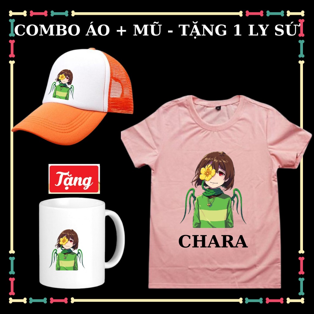 Combo áo mũ lưỡi trai Chara hot Game Sans Undertale cho bé trai bé gái Tặng HUY HIỆU Chara xịn xò cho trẻ em