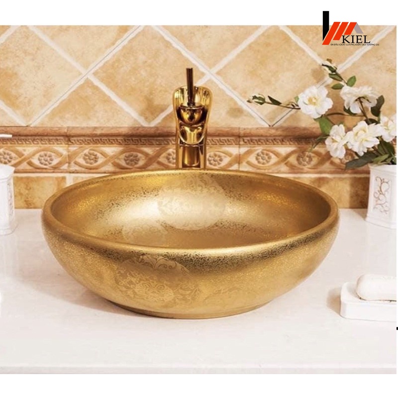 Chậu lavabo mạ vàng cao cấp mạ crom sáng bóng hàng chính hãng bảo hành 3 năm .