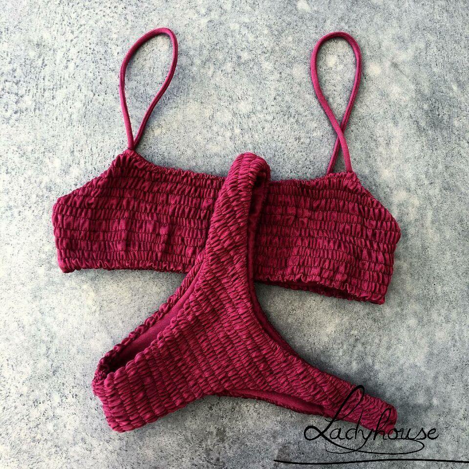 Ld-bộ Đồ Bơi Bikini Hai Mảnh Xếp Ly Gợi Cảm Mùa Hè Cho Nữ Khi Đi Tắm
