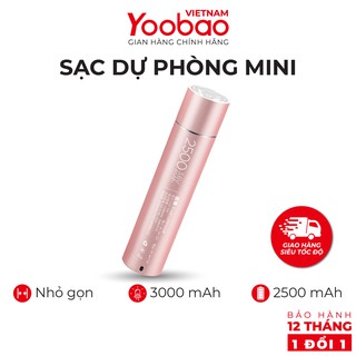 Pin Sạc Dự Phòng mini YOOBAO LED TOO 2500mAh/3000mAh Kiêm đèn pin tiện lợi - Hàng chính hãng - Bảo hành 12 tháng