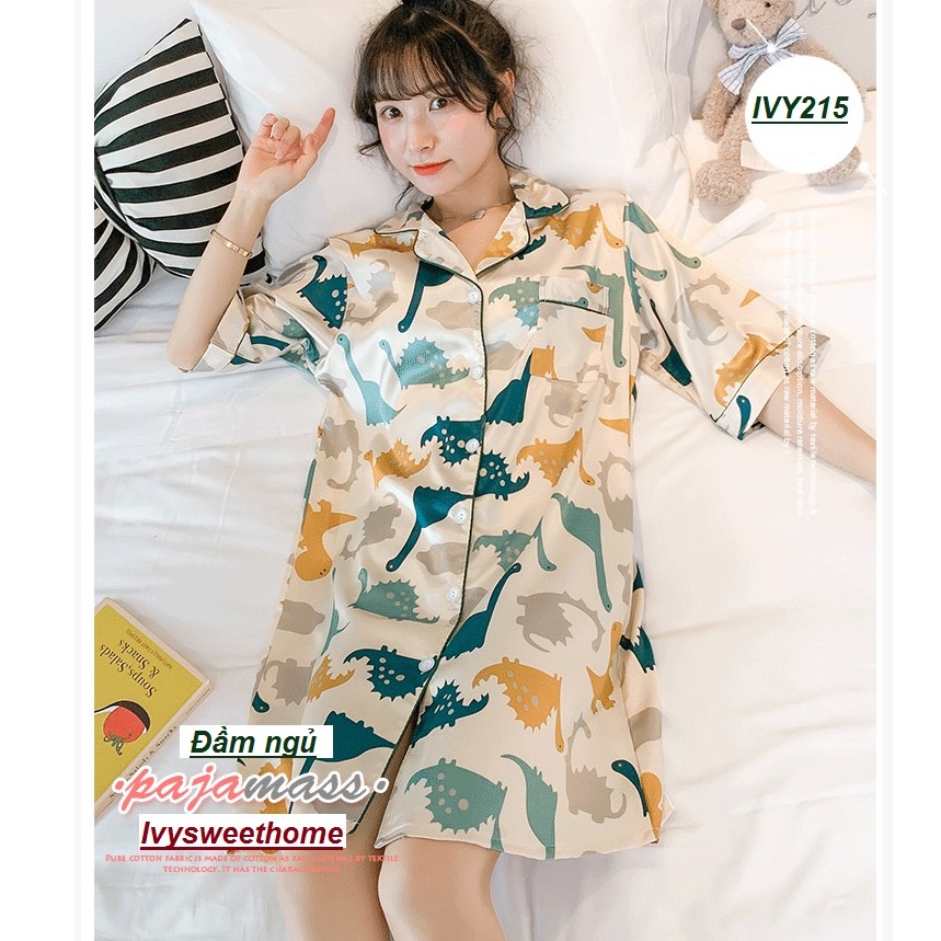 Đầm Ngủ Lụa Dễ Thương  Đầm Mặc Nhà Lụa Băng IVY133