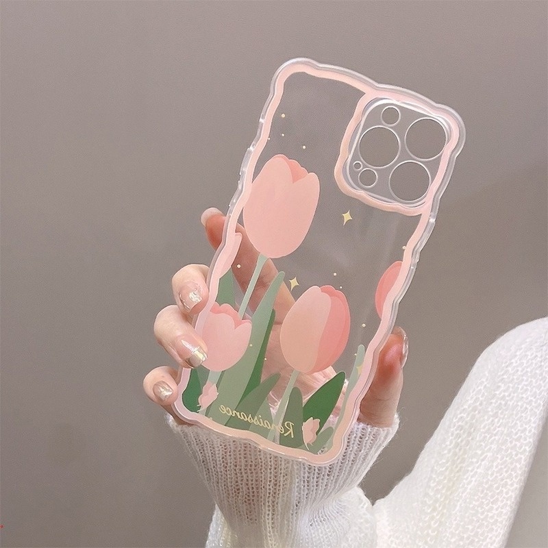 Ốp Điện Thoại TPU Mềm Trong Suốt In Hình Hoa Tulip Sang Trọng Cho IPhone 13 12 11 Pro Max Xr Xs Max X 7 8 Plus