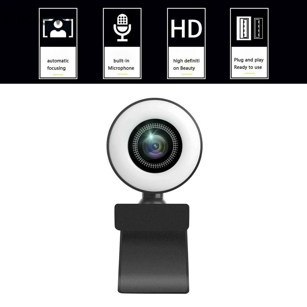 Webcam FILICLE 1080P HD USB kèm micro và vòng đèn dành cho máy tính | BigBuy360 - bigbuy360.vn