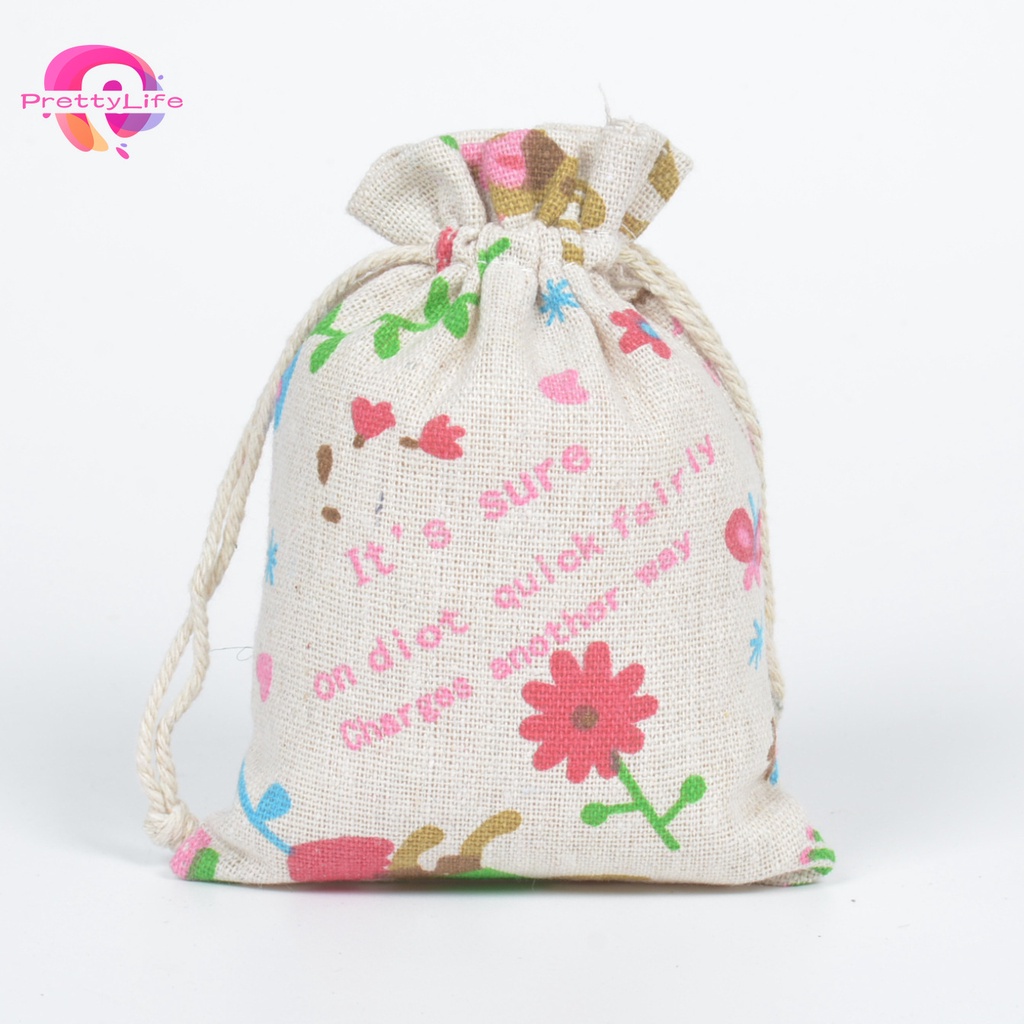 Túi Đựng Trang Sức Bằng Cotton Lanh In Họa Tiết Hoạt Hình Dễ Thương