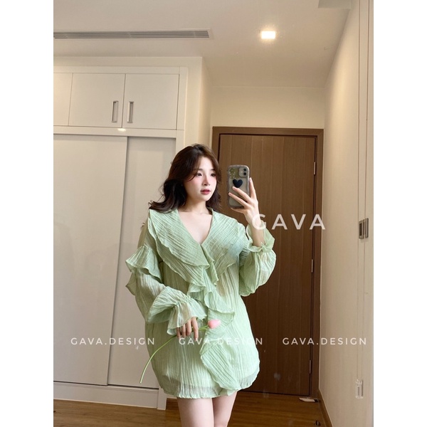 Áo bèo tay bo dài điệu chất đũi sần