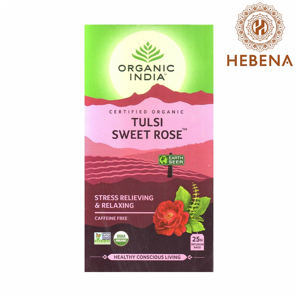 Trà tulsi hoa hồng - Organic India Tulsi Sweet Rose - hebenastore