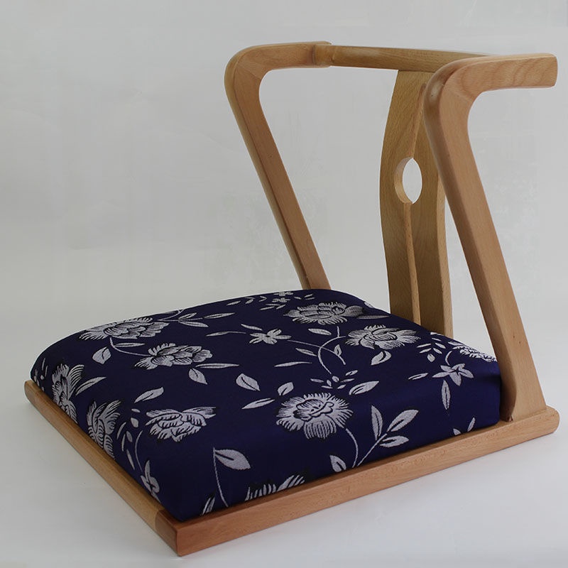Ghế bệt Tatami Ghế tựa lưng kiểu Nhật Ghế đẩu không chân và tay vịn phòng bằng gỗ rắn máy tính có cửa sổ bay giường ghế