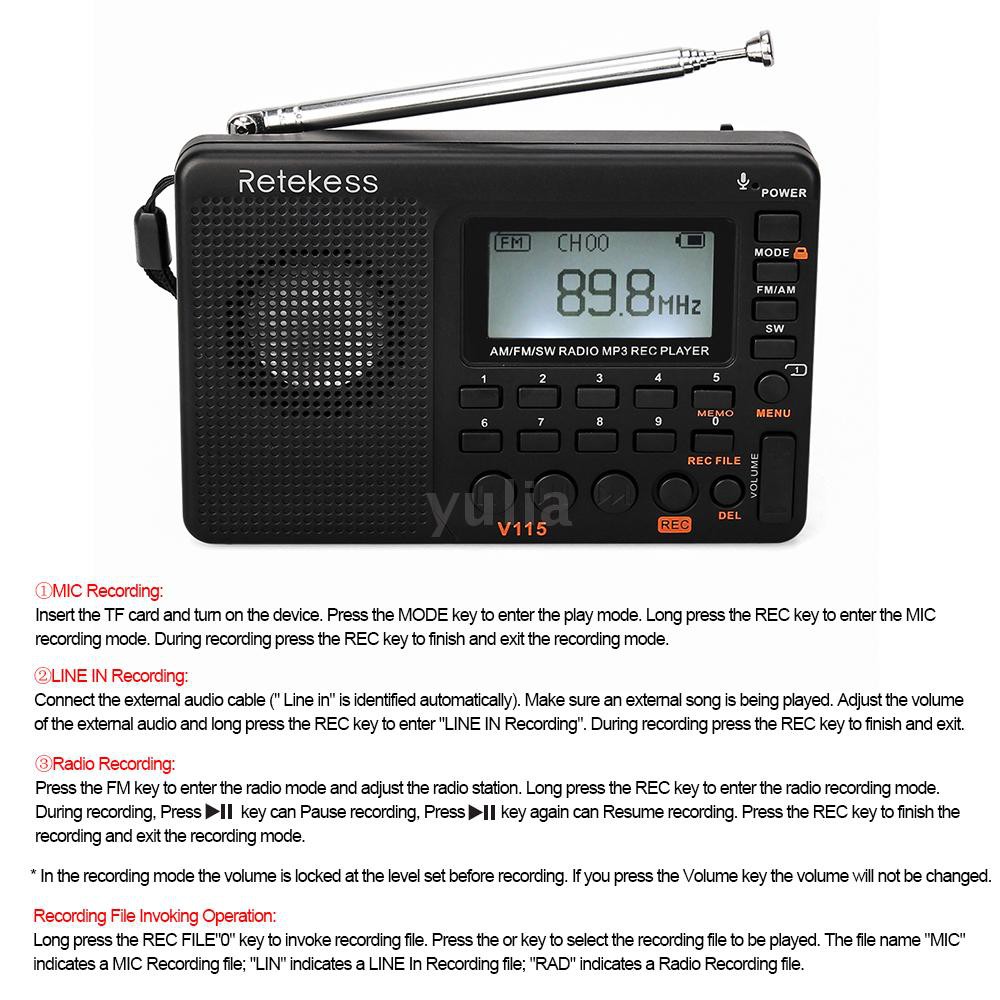Máy nghe nhạc kiêm đài radio retekess v-115 FM / AM / SW