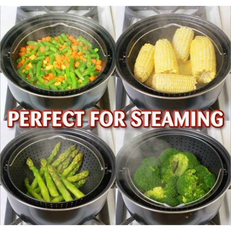 Nồi luộc 2 in 1 tiện ích, Nồi có giá lọc  xoay 360 độ dùng hấp, luộc sử dụng được mọi loại bếp