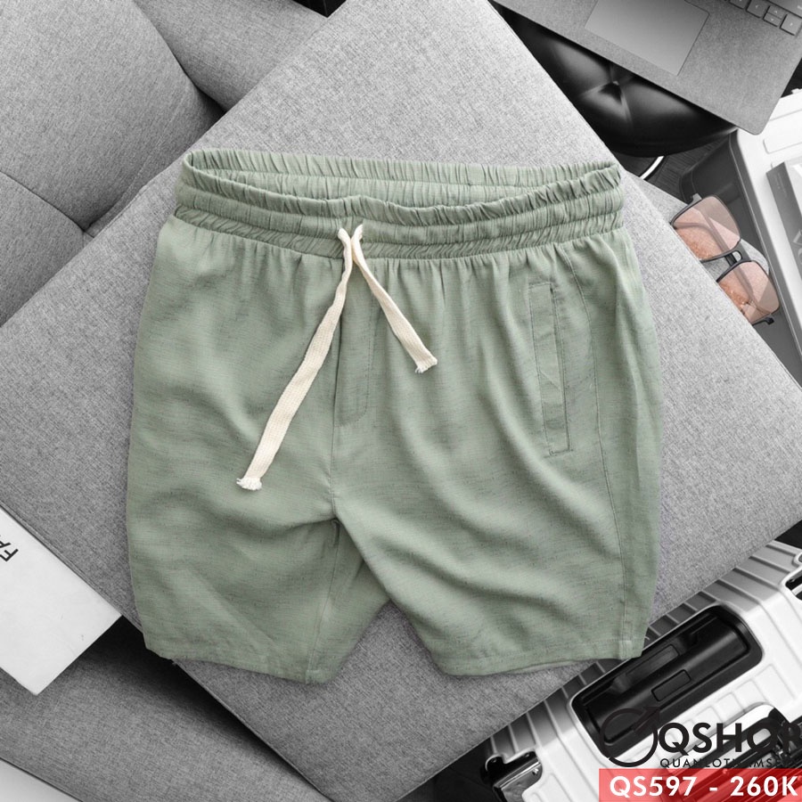 Quần short nam vải đũi đi chơi, đi biển QSHOP QS597
