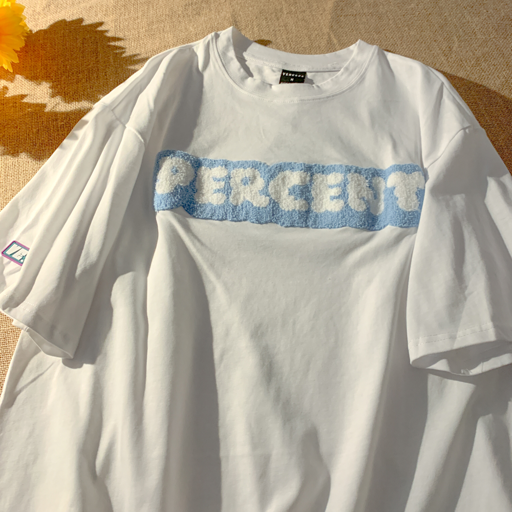 Áo thun tay ngắn thêu chữ phong cách Hàn Quốc cho nữ | BigBuy360 - bigbuy360.vn