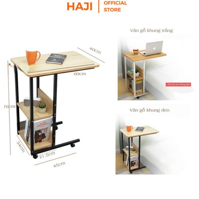 Bàn đa năng kèm kệ có bánh xe di động,b àn làm việc tại nhà có thể làm tab đầu giường thiết kế  thông minh -  GM22