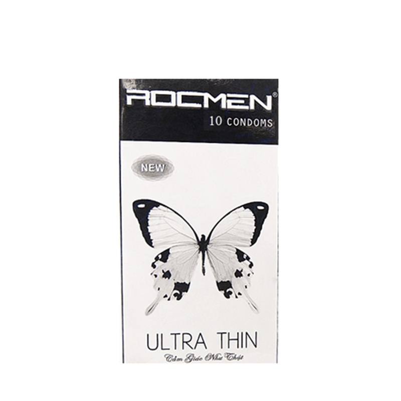 Bao cao su siêu mỏng trơn Rocmen Ultra thin bcs mỏng 0.03mm cho cảm giác như thật hộp 10 cái