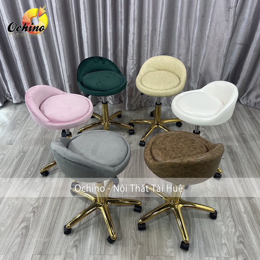 Ghế Xoay Văn Phòng Cao Cấp, Ghế Bánh Xe Trang Điểm Chân Vàng Sao Đẹp Mẫu Tựa Thấp (Ảnh Thật Và Video)