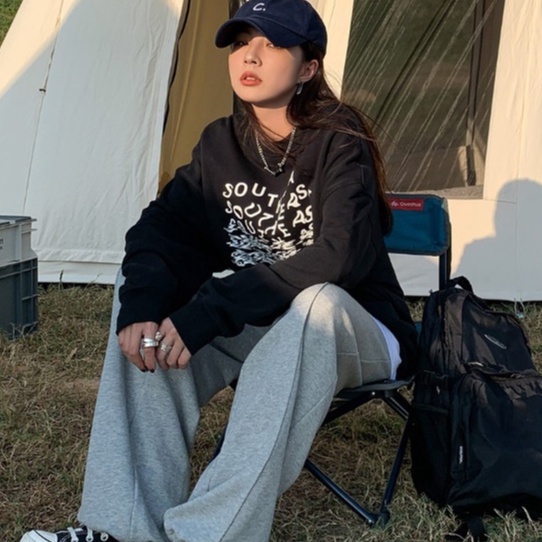 【ZHELIHANGFEI】Áo Thun Tay Dài Form Rộng Họa Tiết In Theo Phong Cách Retro Dễ Phối Đồ