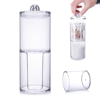 Hộp Đựng Bông Tẩy Trang Hai Tầng Trong Suốt Xếp Gọn Tiện Dụng