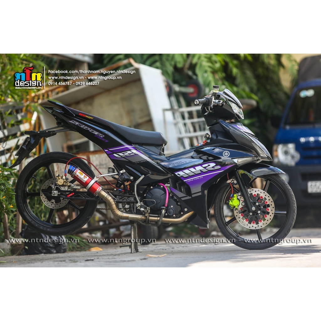 Tem Rời Dán Xe Exciter 150  Mẫu Tím Đen Trắng Cực Chất, Hàng 3 Lớp Chất Lượng Cao Không Bay Màu