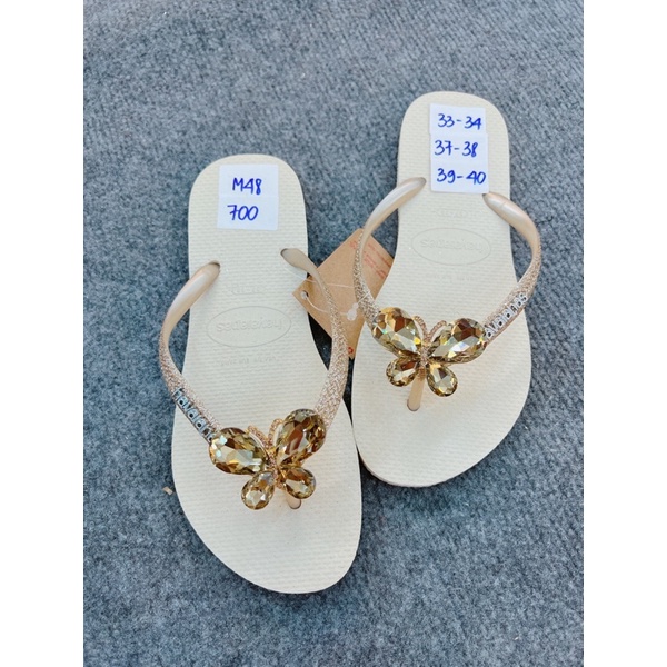 dép HVN kim tuyến viền mix charm b.đá