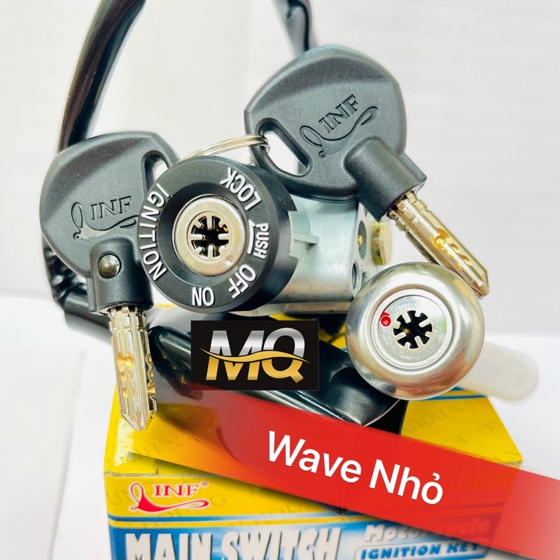 BỘ Ổ KHOÁ XE WAVE NHỎ 2006 TRỞ VỀ TRƯỚC (8 CẠNH ĐIỆN VÀ YÊN)